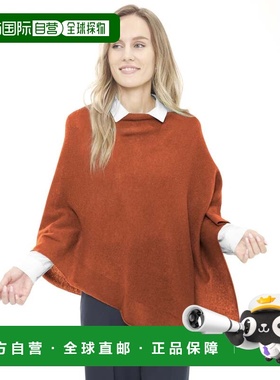 自营in2Cashmere Poncho with Textured Border - russet 美国奥