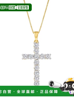 自营Ross-Simons Diamond Cross Pendant Necklace in 14kt Yello