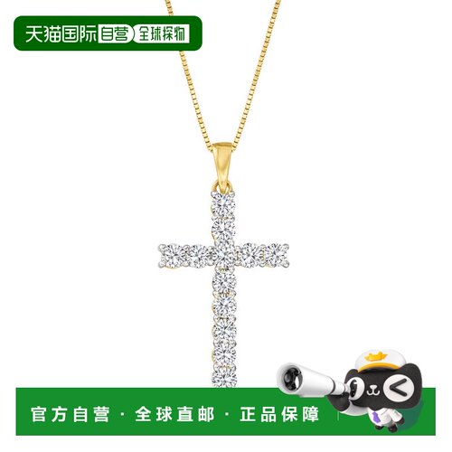 自营Ross-Simons Diamond Cross Pendant Necklace in 14kt Yello