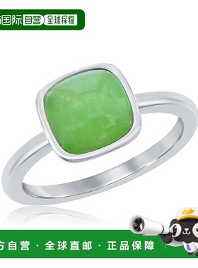 自营 simona 925 纯银 8 毫米垫形翡翠戒指 - 绿色 美国奥莱直发