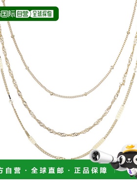 自营adornia14k Yellow Gold Plated 3-Chain Necklace Set - gol