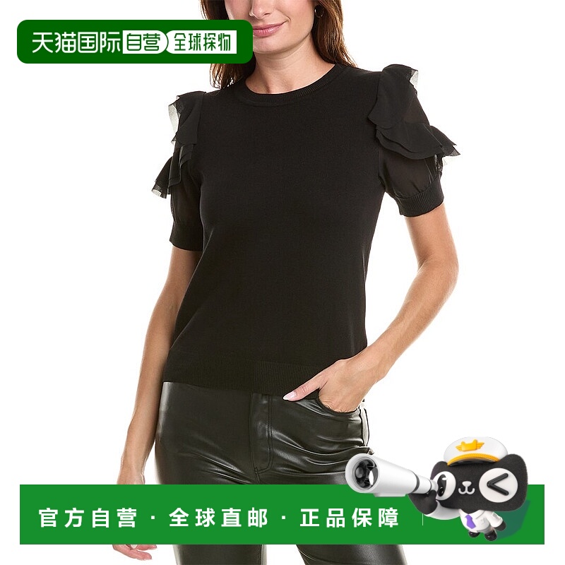 自营Nanette Nanette Lepore雪纺袖毛衣-黑色 美国奥莱直发
