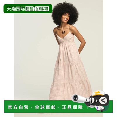 自营lucky brandLucky品牌女装印花褶Ruched腰部长款浅粉色 美国