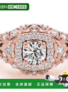 自营 pompeii31 克拉钻石复古订婚戒指，实验室生产，14k 白黄金