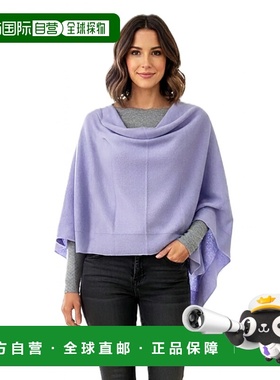自营in2Cashmere Poncho with Textured Border - dried lavender