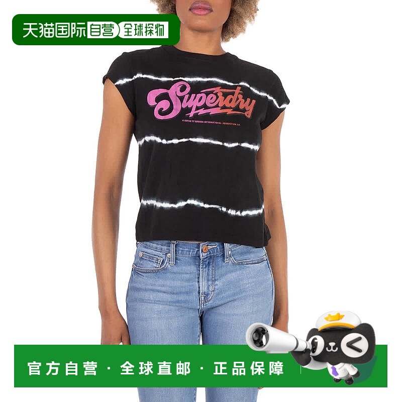 自营 Superdry摇滚乐队刺绣标志T恤-黑色 美国奥莱直发