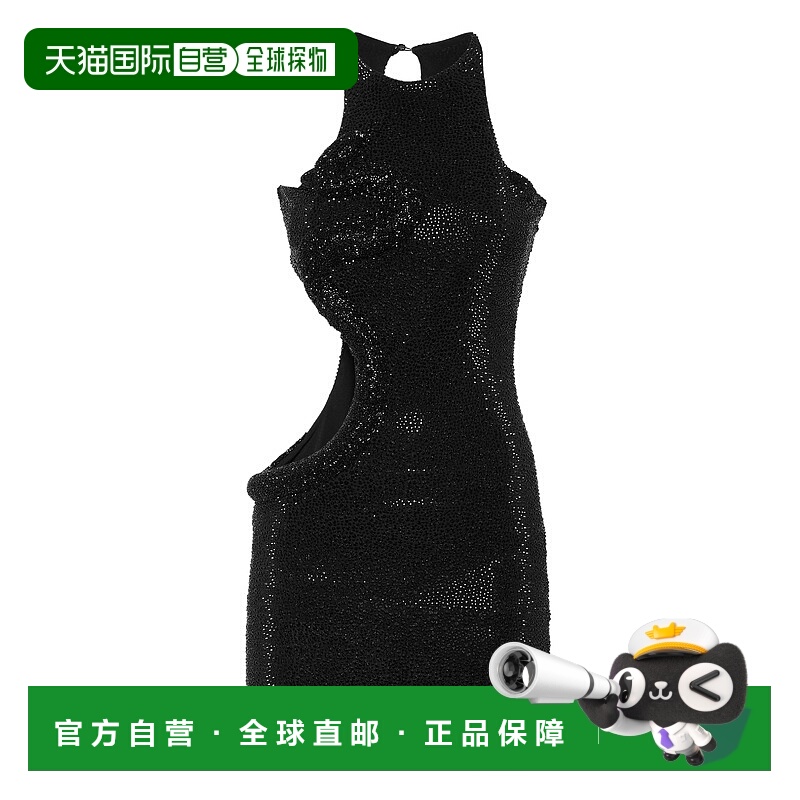自营philipp pleinMini Dress Snake Strass - black 美国奥莱直