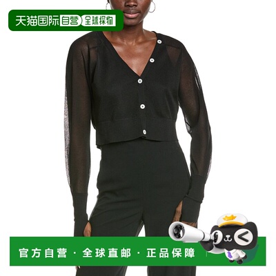 自营Kenneth Cole Sheer Saddle Shoulder Crop Cardigan - black