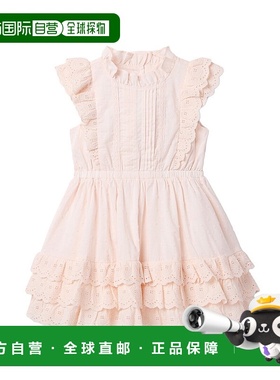 自营Janie and Jack Eyelet荷叶边派对连衣裙-粉红色 美国奥莱直