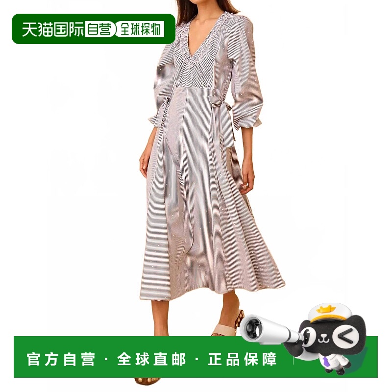 自营hunter bellVera Midi Dress In Croquet Stripe - croquet s