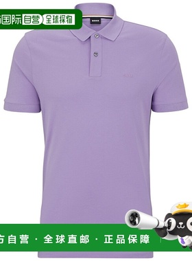 自营 Hugo Boss 男式 Pallas 短袖珠地网眼 Polo 衫，薰衣草奶油
