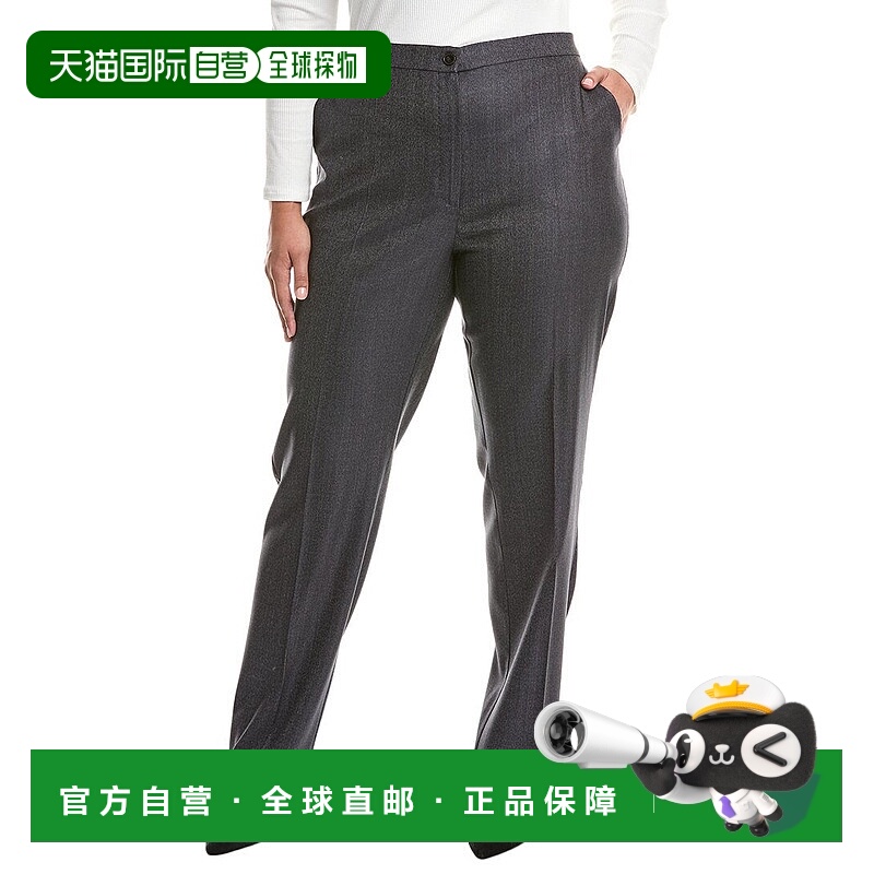 自营Marina Rinaldi Plus Banda羊毛和丝绸混纺长裤-黑色 美国奥