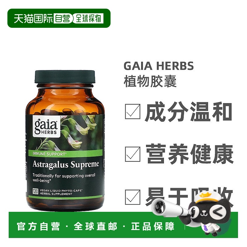 香港直发Gaia Herbs至尊黄芪植物胶囊纯素液体植物精华120粒