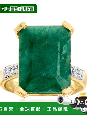 自营 ross-simons 罗斯-西蒙斯翡翠和 . 14kt 纯银白色托帕石戒指