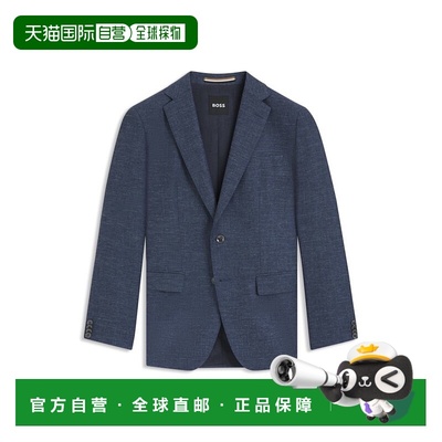 自营 bossSlim-fit blazer in patterned stretch fabric - dark