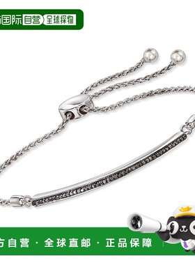 自营 Ross-Simons 925 纯银黑色钻石条形 Bolo 手链 美国奥莱直发