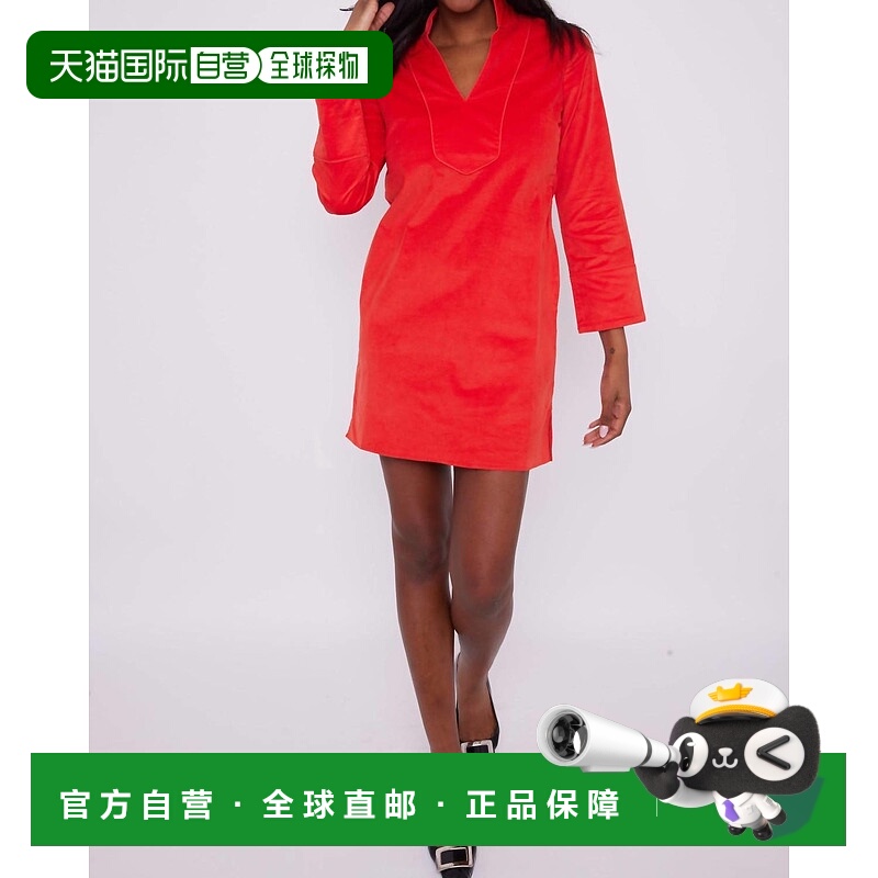 自营sail to sable红色灯芯绒经典束腰外衣迷你连衣裙 美国奥莱直