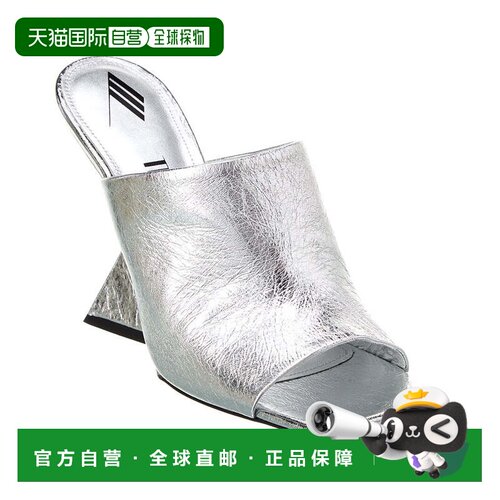 自营The Attico Cheope Leather Mule - silver 美国奥莱直发女鞋