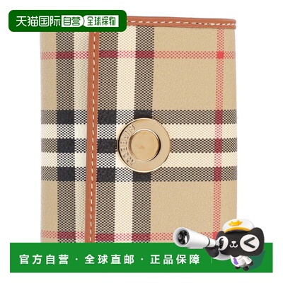 自营burberryBeige Check Leather Trim Wallet - neutrals 美国