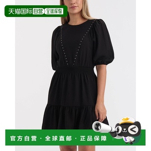 黑色 饰钉褶皱连衣裙 美国奥莱直发 Tracy女式 自营Ellen