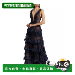 女士 Marchesa 连衣裙V领无袖 修身 优 1h可退 时尚 美国直邮