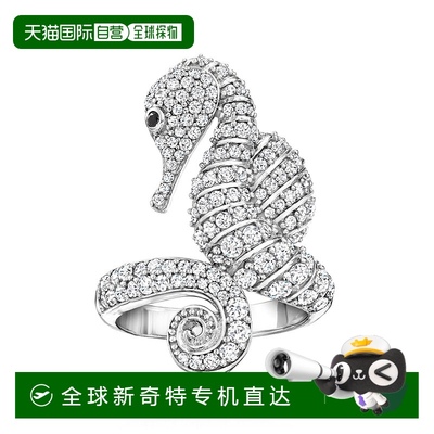 自营 Ross-Simons White Zircon Seahorse Ring With Single Blac