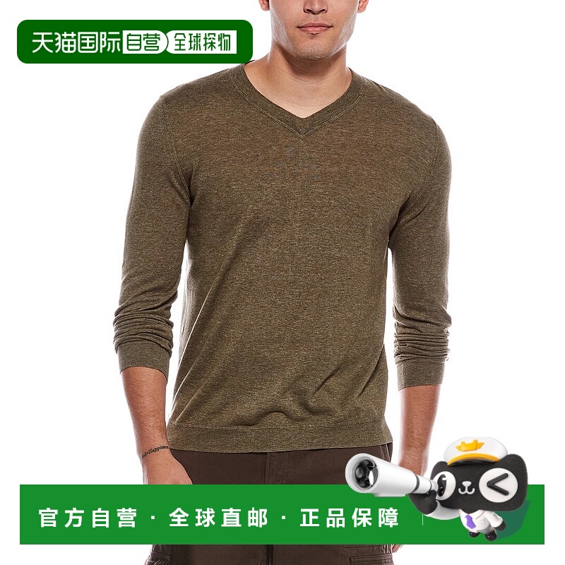 自营autumn cashmere秋季羊绒翻领V领毛衣-绿色 美国奥莱直发