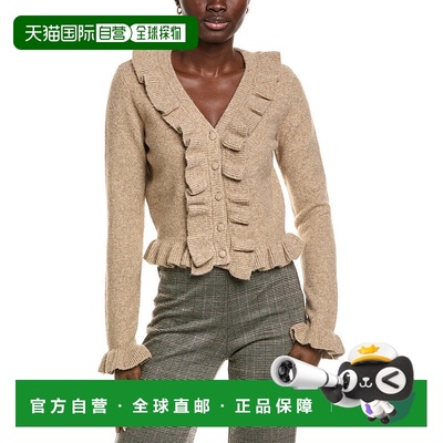 自营Endless Rose Ruffled V-Neck Wool-Blend Cardigan - brown