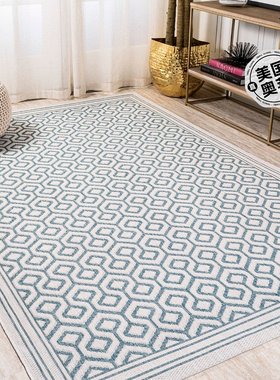 jonathan y Marvao Diamond Trellis 室内/室外区域地毯 - 蓝绿色