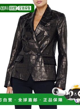 自营L'AGENCE Kenzie皮革运动夹克-黑色 美国奥莱直发