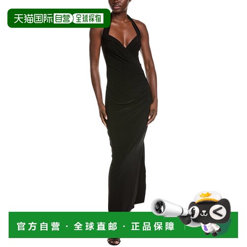 自营Norma Kamali Halter Sweetheart Side Drape Gown - black