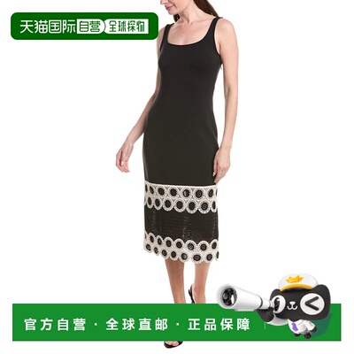 自营Adrianna Papell Crochet Sheath Midi Dress - black 美国奥