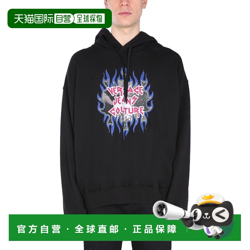 自营versace jeans coutureGraphic Logo Hoodie With Drawstring