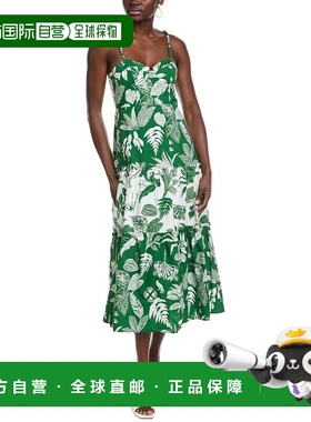 自营FARM Rio Forest Soul Mix Midi Dress - green 美国奥莱直发