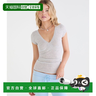 自营Aeropostale Ribbed V-Neck Tee - light heather gray 美国