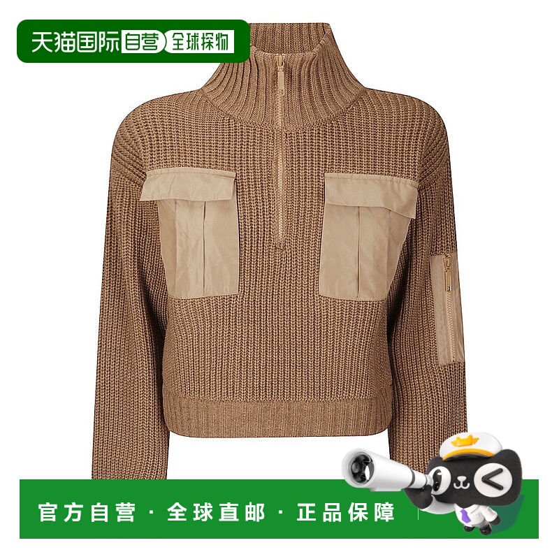 自营baum und pferdgarten高领拉链短款风格毛衣-棕色 美国奥莱直