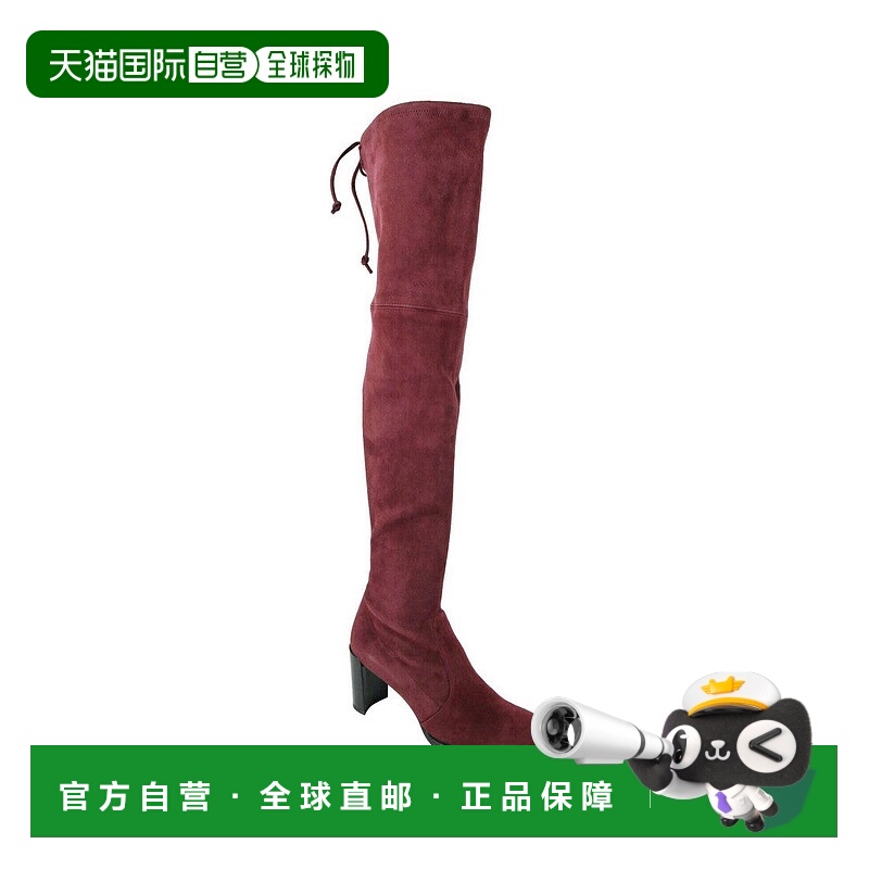 自营Stuart Weitzman 女士 Tipland Cabernet 绒面革过膝靴 - 赤