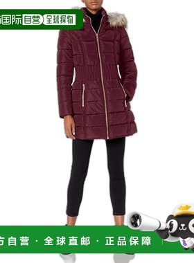 自营 LAUNDRY BY SHELLI SEGAL 女士 3/4 羽绒之字形束腰仿皮草连