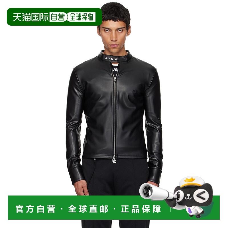 1h可退 香港直邮潮奢 Courreges 男士 黑色 Zipped Biker 合成皮