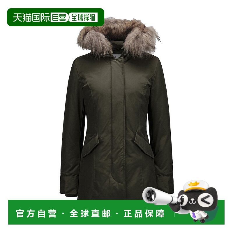 自营woolrichGreen Arctic Parka With Removable Fur - black 美