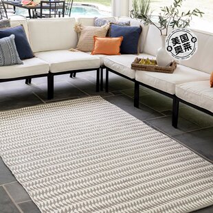 美国奥莱 nuLOOM 直发 象牙色 区域地毯 户外条纹 Yasmin