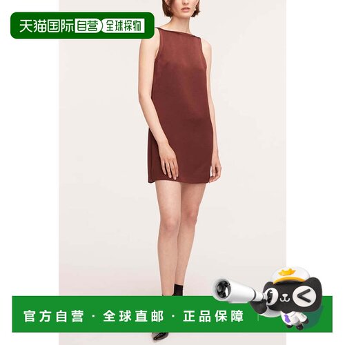 自营rebecca taylorHeavy Satin Shift Dress - raisin 美国奥莱