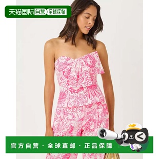 自营lilly pulitzerParni Strenless Top-樱花盛开礼来的粉红色花