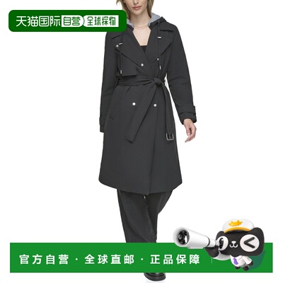 自营Andrew Marc Evesham Double-Breasted Trench Coat - black