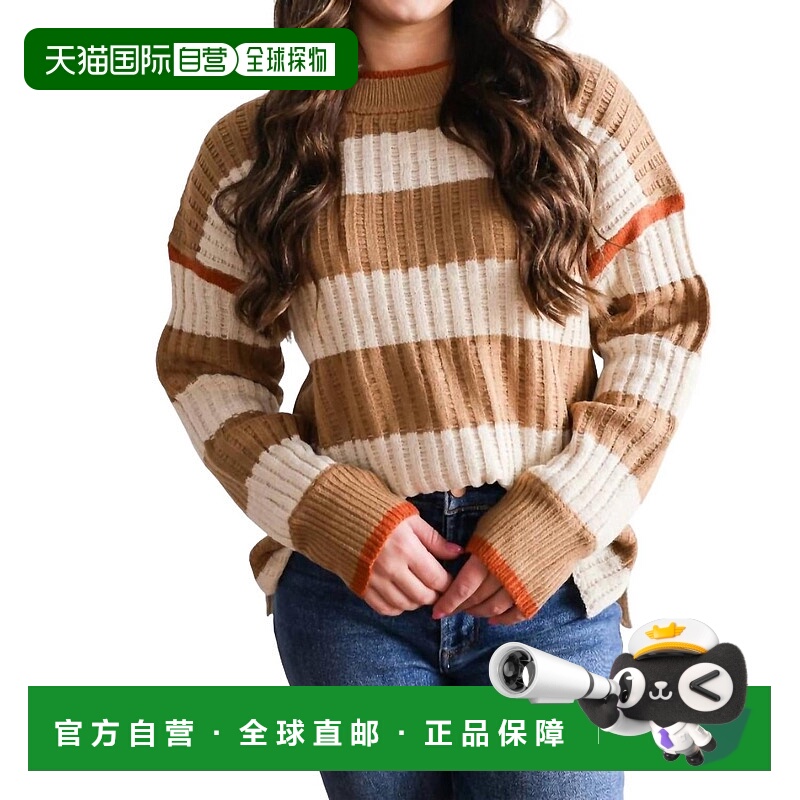 自营 sadie & sage棕色紫罗兰条纹毛衣 美国奥莱直发
