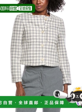自营Theory Cropped Gingham Jacket - Grey 外套美国直发奥莱