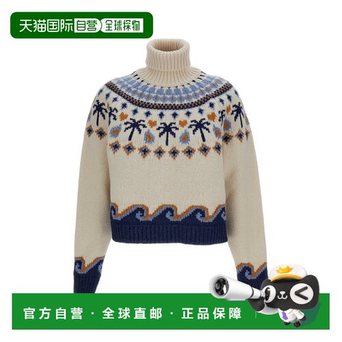 自营alanui浅蓝色Sweet Winter Fair Isle新羊毛毛衣-中性色 美国
