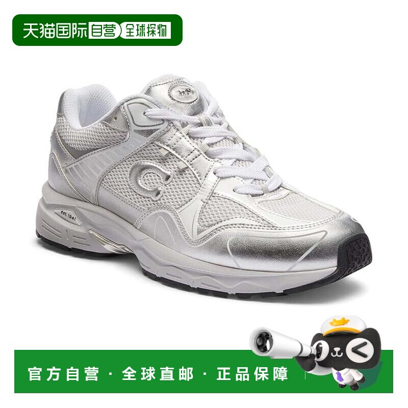 自营Coach C301 Sneakers男式光学白色皮革低帮跑步鞋ZPO3989-白