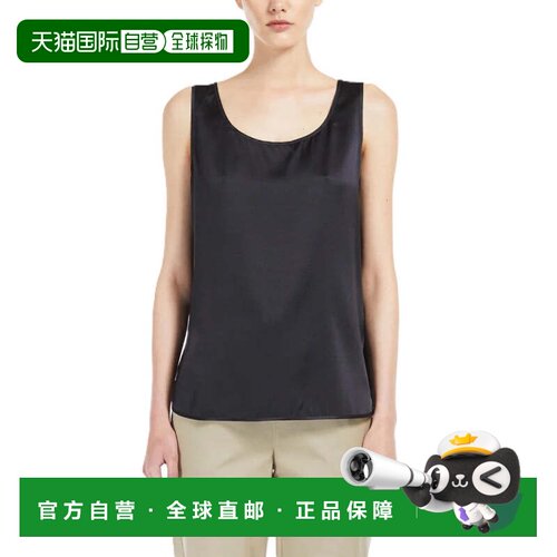 自营max mara缎面无袖上衣，侧边开叉-黑色 美国奥莱直发