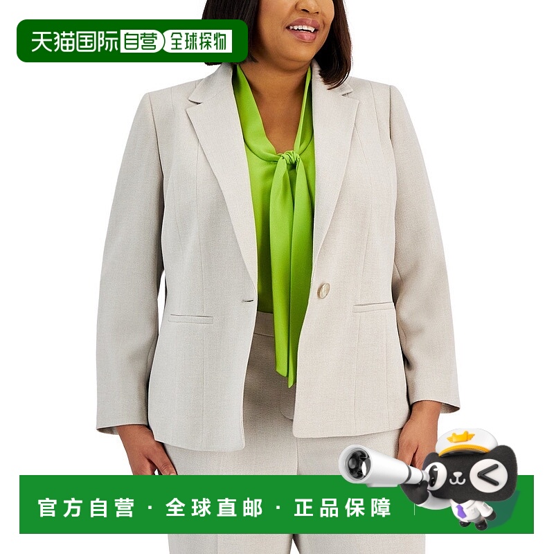 自营Kasper Crepe Blazer夹克女式夏季稻草弹性凹口翻领FTS1097-